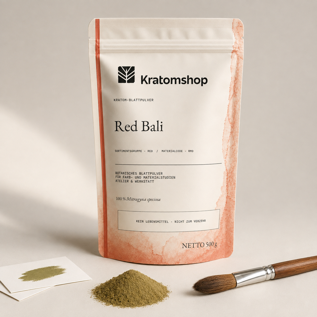 Kratom leaf powder · Material group Red · Material code RMD · Leaf Archive 05 · Red Bali
