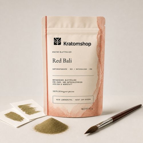 Kratom-Blattpulver · Sortimentsgruppe Red · Materialcode RMD · Blattarchiv 05 · Red Bali
