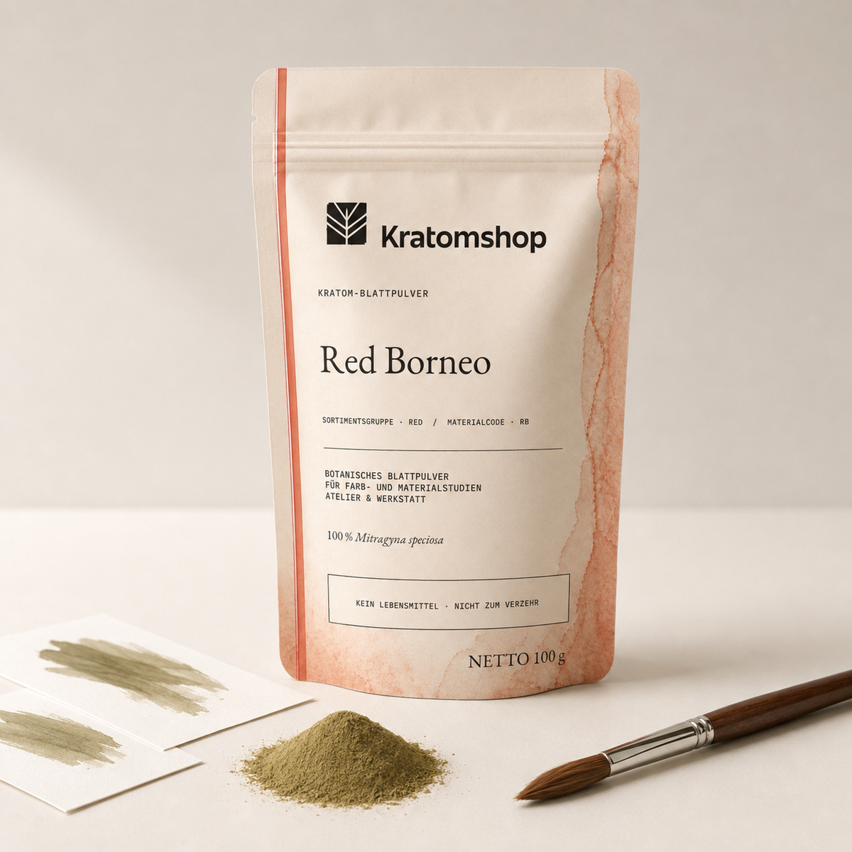 Kratom leaf powder · Material group Red · Material code RB · Leaf Archive 07 · Red Borneo