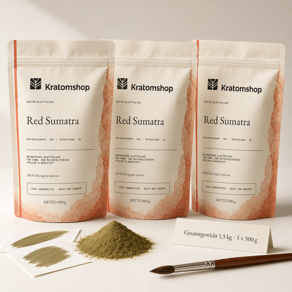 Kratom leaf powder · Material group Red · Material code RD · Leaf Archive 06 · Red Sumatra