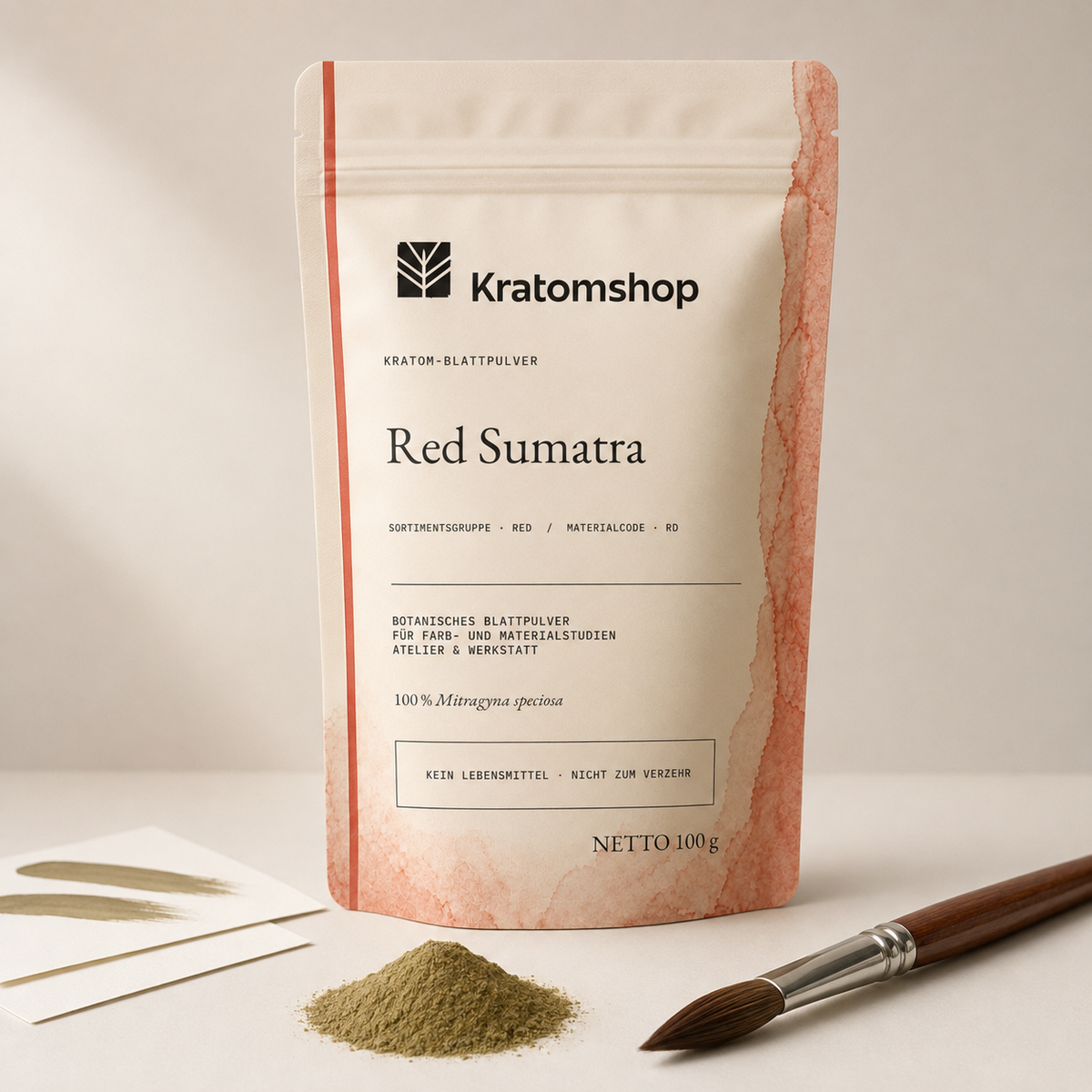 Kratom leaf powder · Material group Red · Material code RD · Leaf Archive 06 · Red Sumatra