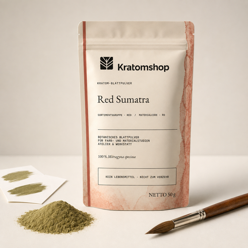 Kratom-Blattpulver · Sortimentsgruppe Red · Materialcode RD · Blattarchiv 06 · Red Sumatra
