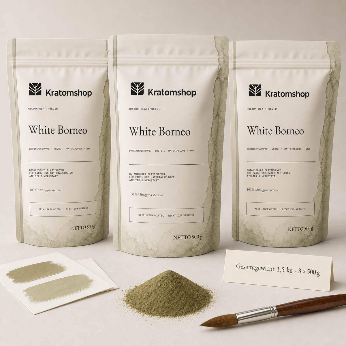 Kratom leaf powder · Material group White · Material code WMD · Leaf Archive 08 · White Borneo