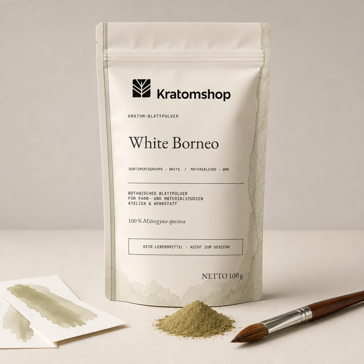 Kratom leaf powder · Material group White · Material code WMD · Leaf Archive 08 · White Borneo